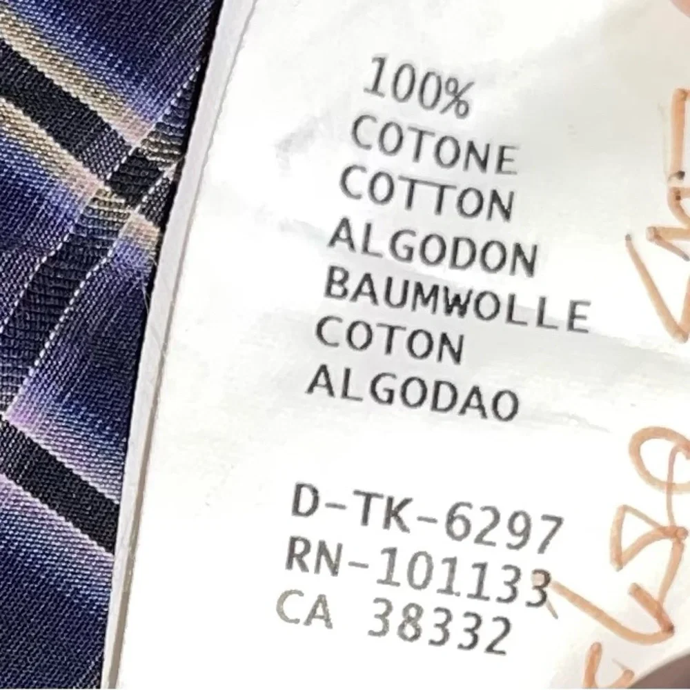 Ermenegildo Zegna Men’s Plaid Button-Up Shirt‎ L 100% Cotton Made in Italy